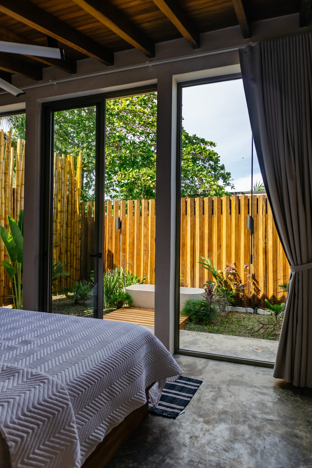 Bedroom with sliding doors to private outdoor garden, Mar del Sol